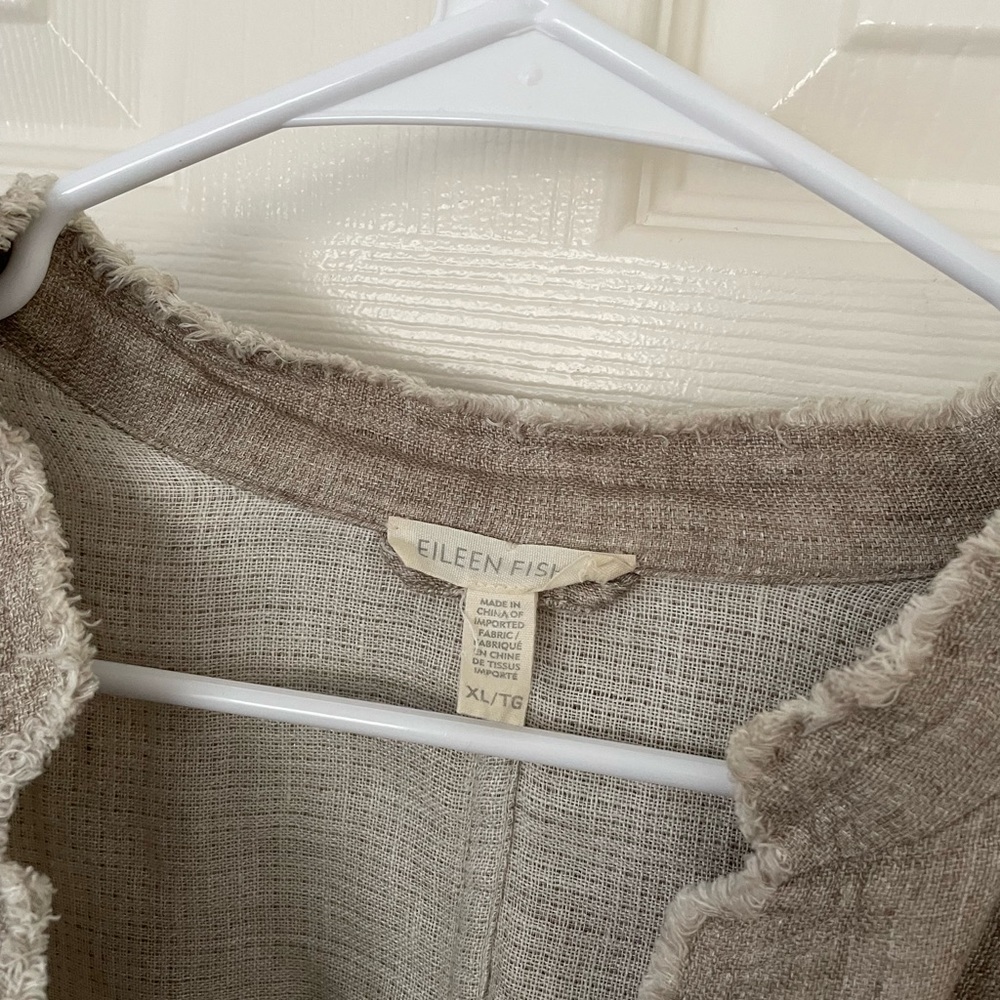 Eileen Fisher Linen Lightweight Blazer Jacket Neutral Beige Tan Lagenlook XL - Picture 4 of 5